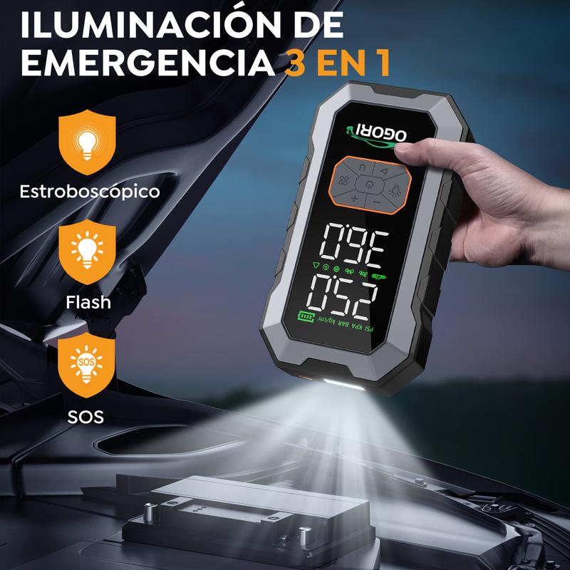 【OGORI】9000A Arrancador De Baterias Portátil Coche Inflador 150psi