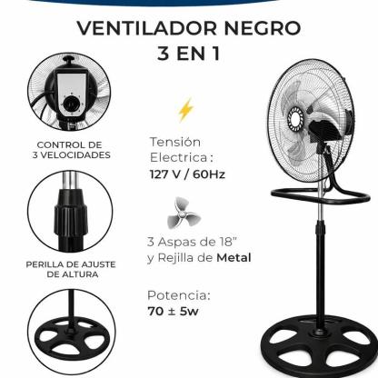 Ventilador de Piso 18 Pulgadas de Alta Potencia con 3 Velocidades y Oscilación – Ideal para Hogar, Oficina y Negocio