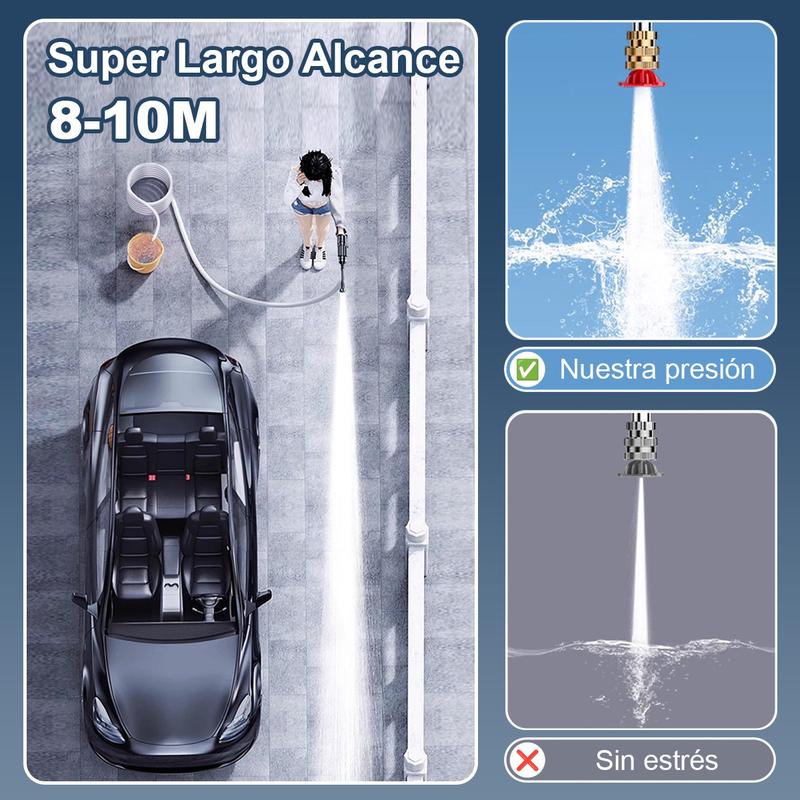 Pistola de Agua Inalámbrica para Hidrolavadora - 2 Baterías 7500mAh Autonomía Larga, Segura Duradera, Ahorra Agua Fácil de Usar, para Carros/Jardines/Cristales