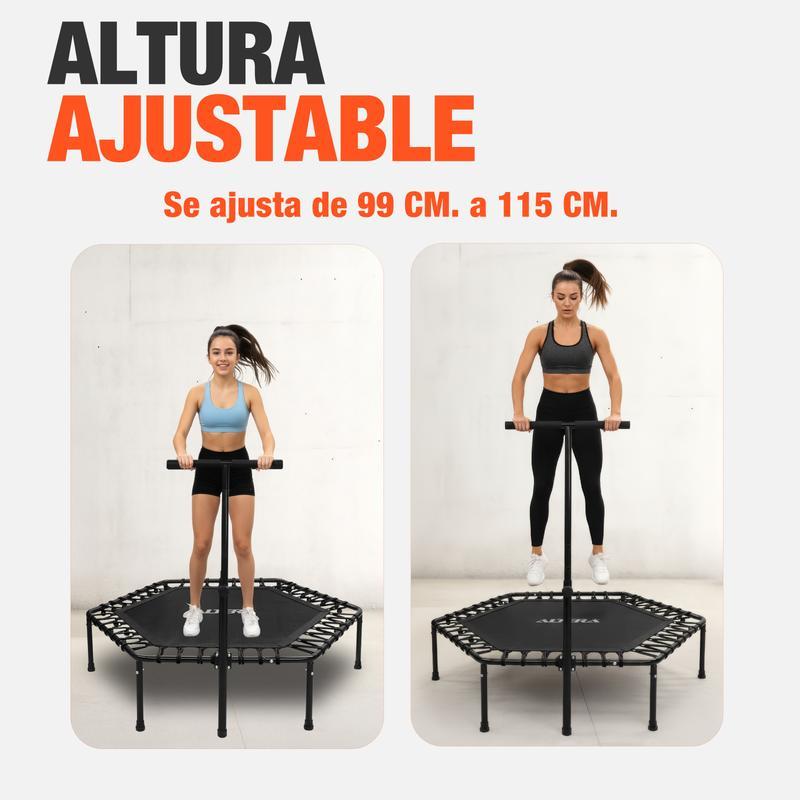 Trampolín Fitness 50 Pulgadas Hexagonal Extra Grande con Barra Agarradera – Altera Fitness Jumping Aeróbicos Casa / Gym
