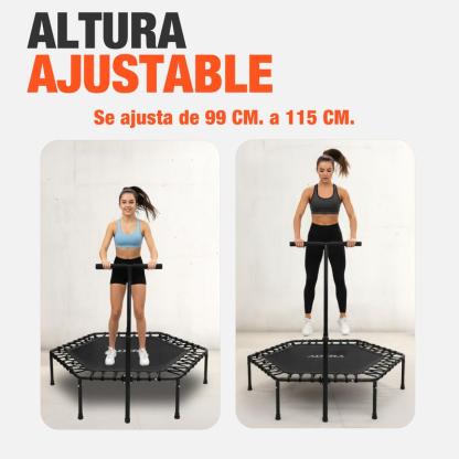 Trampolín Fitness 50 Pulgadas Hexagonal Extra Grande con Barra Agarradera – Altera Fitness Jumping Aeróbicos Casa / Gym