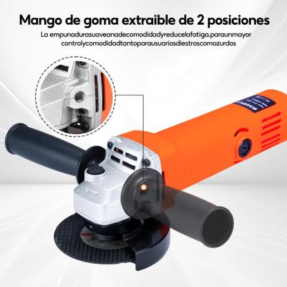 Amoladora Angular Profesional  Pulidora Esmeriladoras  Esmeriles 860w  19500 rpm Tres Niveles de Potencia (Amoladora angular y 10 Rodajas)