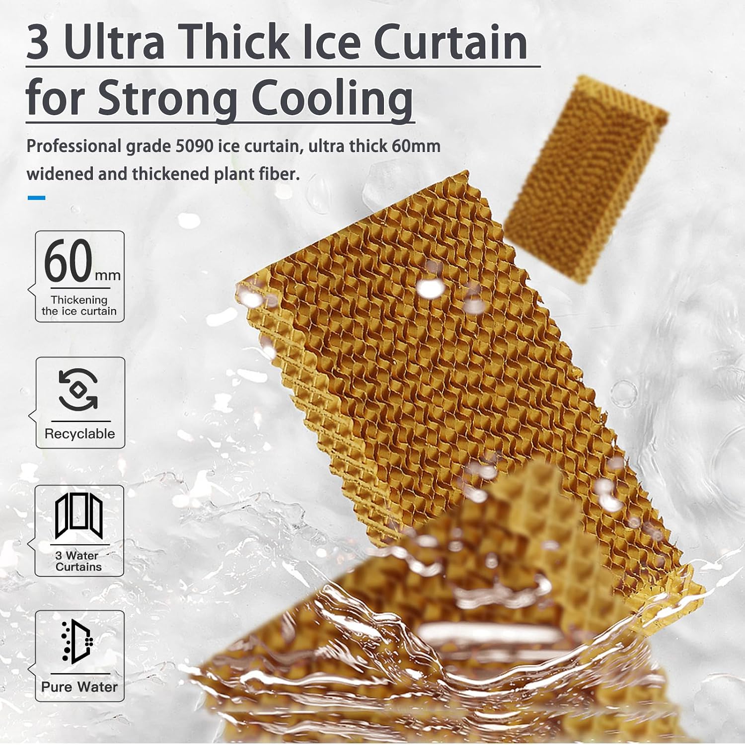 Enfriador evaporativo portátil YougetTech de 37 pulgadas, 3000 CFM | Con oscilación de 120°, 3 velocidades y funda protectora contra el polvo; ideal para garajes, patios, talleres y fábricas.