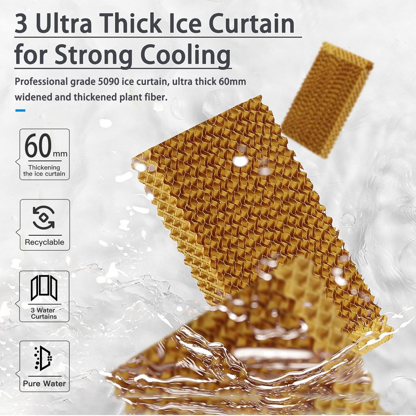 Enfriador evaporativo portátil YougetTech de 37 pulgadas, 3000 CFM | Con oscilación de 120°, 3 velocidades y funda protectora contra el polvo; ideal para garajes, patios, talleres y fábricas.