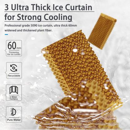 Enfriador evaporativo portátil YougetTech de 37 pulgadas, 3000 CFM | Con oscilación de 120°, 3 velocidades y funda protectora contra el polvo; ideal para garajes, patios, talleres y fábricas.