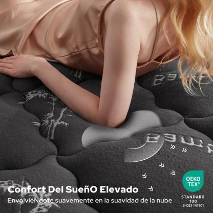 BEDLORE Cubrecolchón Queen de Viscosa Derivada de Bambú, Almohadilla Superior Gruesa Tipo Almohada para Colchón con Bolsillos Elásticos para Colchones de 6-18 Pulgadas, Cubrecolchón Suave para Alivio