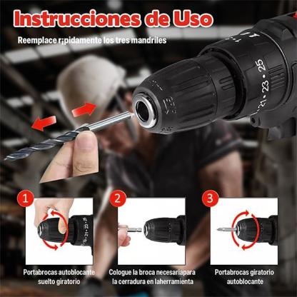 Agold Kit de destornilladores, taladro inalámbrico, baterías de litio de impacto en estuche de transporte negro