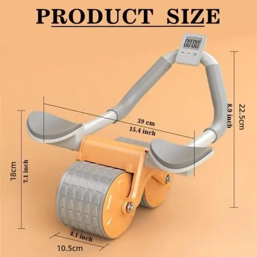 Rodillo para abdominales con rueda para ejercicios abdominales, rueda de fitness para entrenamiento de músculos centrales, rodillo para abdominales con rebote automático y temporizador.