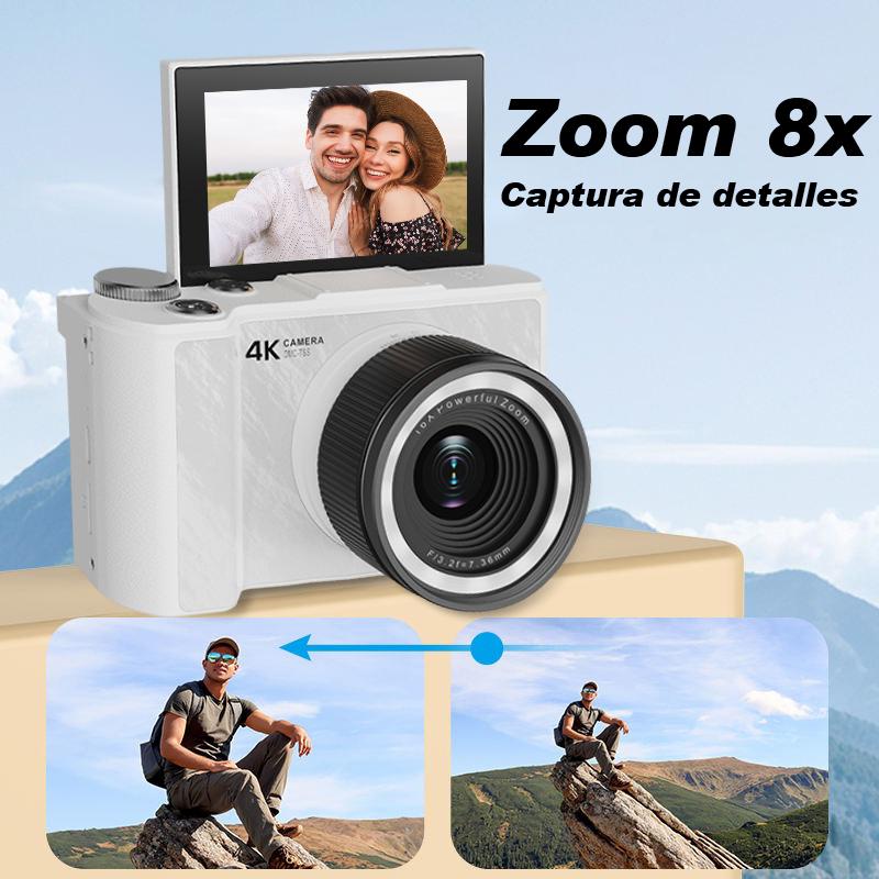 Cámara digital 4K para fotografía, cámara portátil con pantalla plegable estilo Y2K para videoblogs, con tarjeta SD de 32 GB, correa para la muñeca, temporizador automático, estabilización de imagen, zoom digital de 16x. Regalo ideal para niñas, niños y p