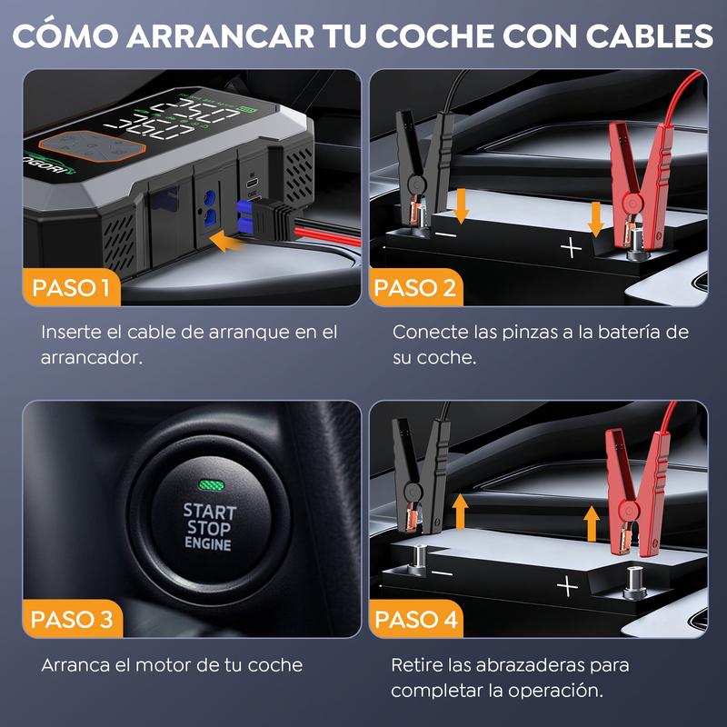 【OGORI】9000A Arrancador De Baterias Portátil Coche Inflador 150psi