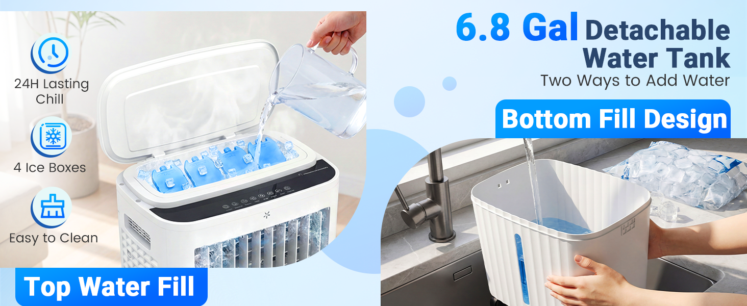 evaporative portable air cooler windowless