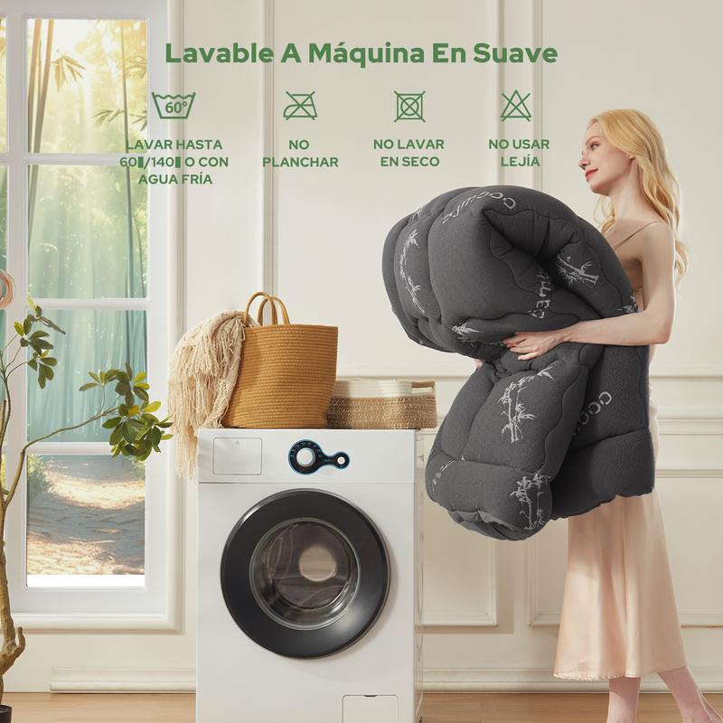 BEDLORE Cubrecolchón Queen de Viscosa Derivada de Bambú, Almohadilla Superior Gruesa Tipo Almohada para Colchón con Bolsillos Elásticos para Colchones de 6-18 Pulgadas, Cubrecolchón Suave para Alivio