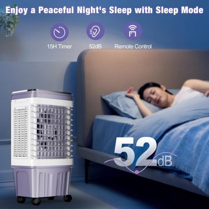 Aire acondicionado portátil, enfriador evaporativo de 3000 CFM | Depósito de agua de 6,87 galones, 3 velocidades y 4 modos, oscilación de 120° y temporizador de 15 horas; ideal para el hogar, dormitorio, cocina y refrigeración de interiores.