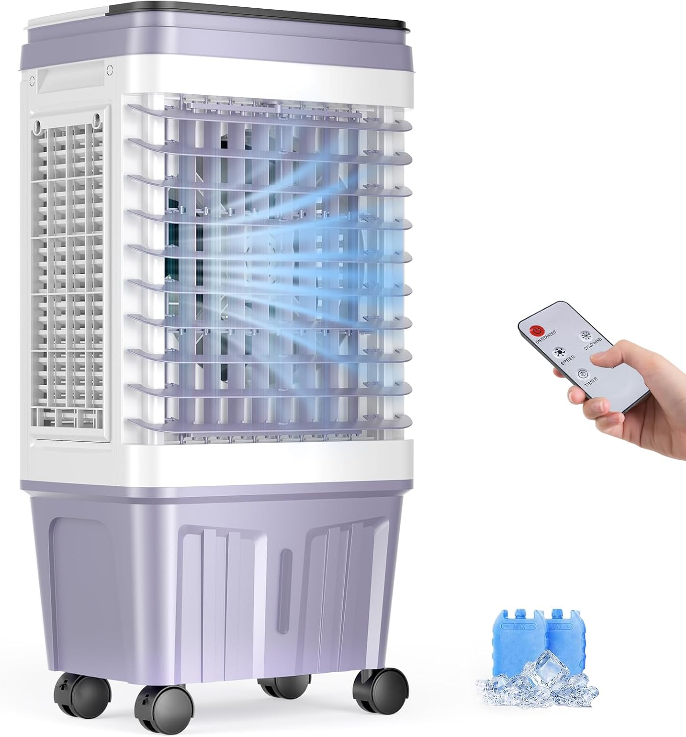 Aire acondicionado portátil, enfriador evaporativo de 3000 CFM | Depósito de agua de 6,87 galones, 3 velocidades y 4 modos, oscilación de 120° y temporizador de 15 horas; ideal para el hogar, dormitorio, cocina y refrigeración de interiores.