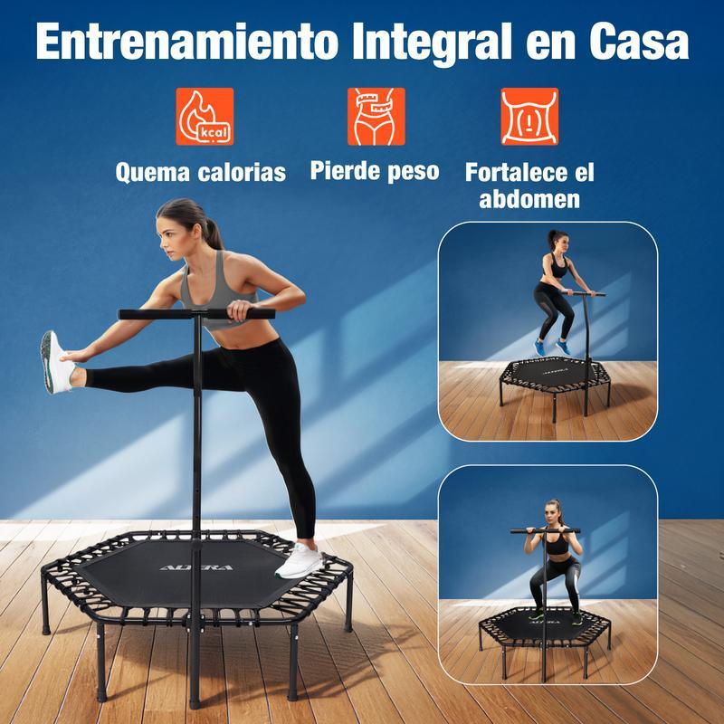 Trampolín Fitness 50 Pulgadas Hexagonal Extra Grande con Barra Agarradera – Altera Fitness Jumping Aeróbicos Casa / Gym
