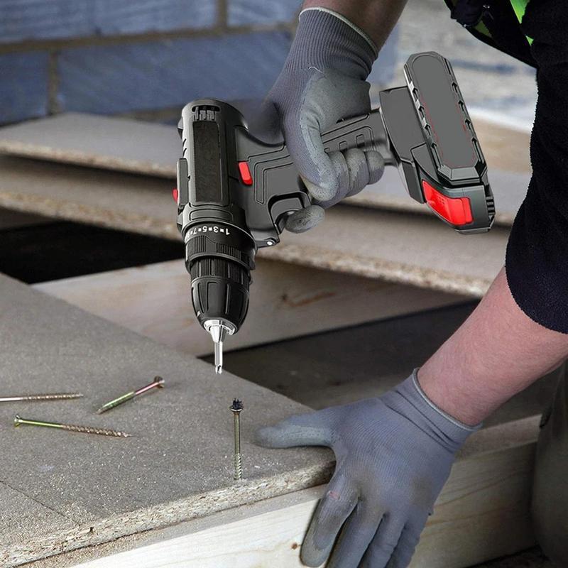 Agold Kit de destornilladores, taladro inalámbrico, baterías de litio de impacto en estuche de transporte negro