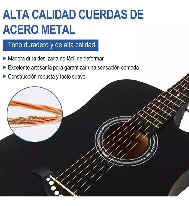 Guitarra Electroacústica 38” con EQ 4 Bandas + Kit Completo Principiantes (Funda, Afinador, Capo, Cable y Cuerdas)
