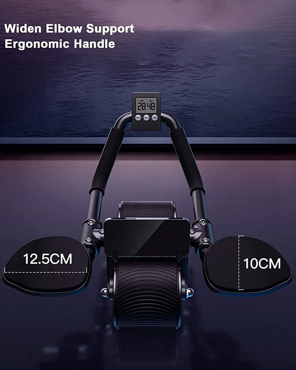 Rodillo para abdominales con rueda para ejercicios abdominales, rueda de fitness para entrenamiento de músculos centrales, rodillo para abdominales con rebote automático y temporizador.