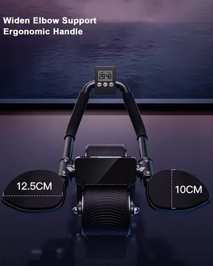 Rodillo para abdominales con rueda para ejercicios abdominales, rueda de fitness para entrenamiento de músculos centrales, rodillo para abdominales con rebote automático y temporizador.
