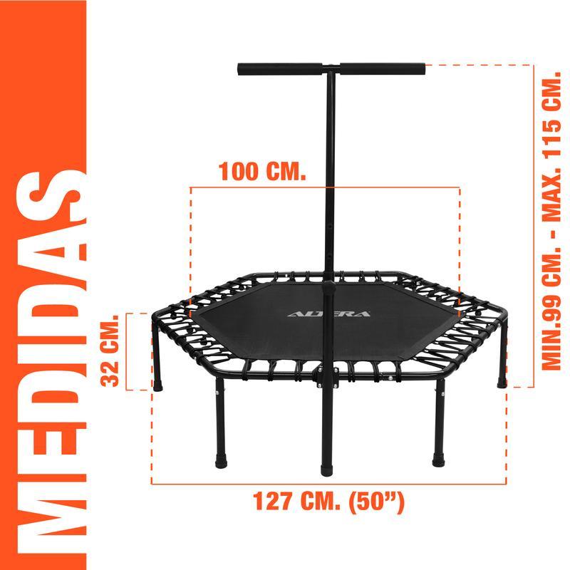 Trampolín Fitness 50 Pulgadas Hexagonal Extra Grande con Barra Agarradera – Altera Fitness Jumping Aeróbicos Casa / Gym