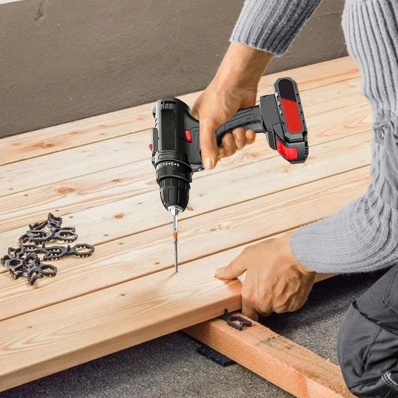 Agold Kit de destornilladores, taladro inalámbrico, baterías de litio de impacto en estuche de transporte negro