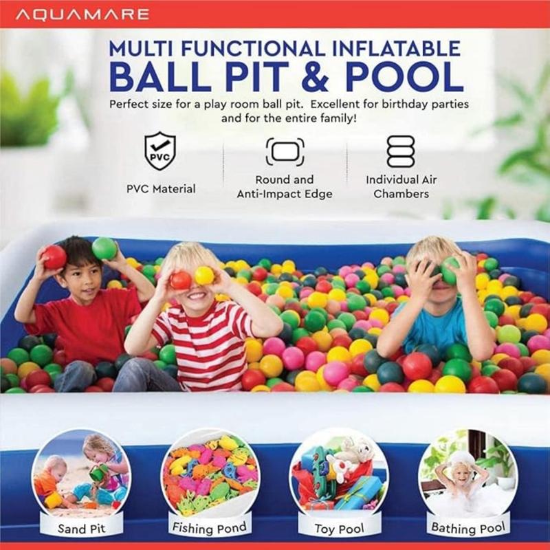 Piscina hinchable rectangular para toda la familia210cm, piscina exterior de PVC resistente para reuniones familiares, fiestas de verano y ocio en el jardín.