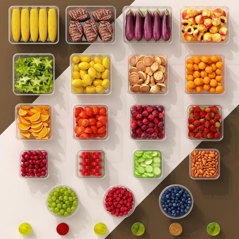 [Official] AISOON Juego de 50/40/16 Piezas de Contenedores Herméticos para Alimentos, Libres de BPA, Apilables, Resistentes a Fugas, Aptos para Congelador y Microondas, con Utensilios de Cocina de Vidrio y Plástico