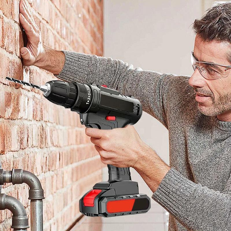 Agold Kit de destornilladores, taladro inalámbrico, baterías de litio de impacto en estuche de transporte negro