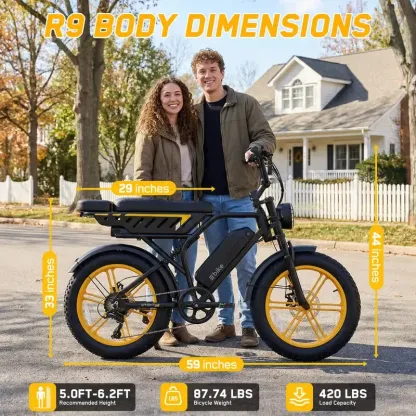 Bicicleta eléctrica de 1500 W con doble batería | Hasta 120 millas de autonomía
