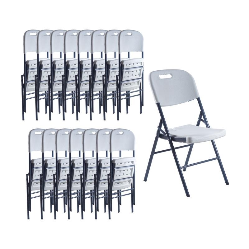 Paquete de 16 Sillas Plegables Blancas 87 cm Altura Estructura de Acero Resistente para Eventos y Hogar Capacidad 180 kg Mecanismo Rápido