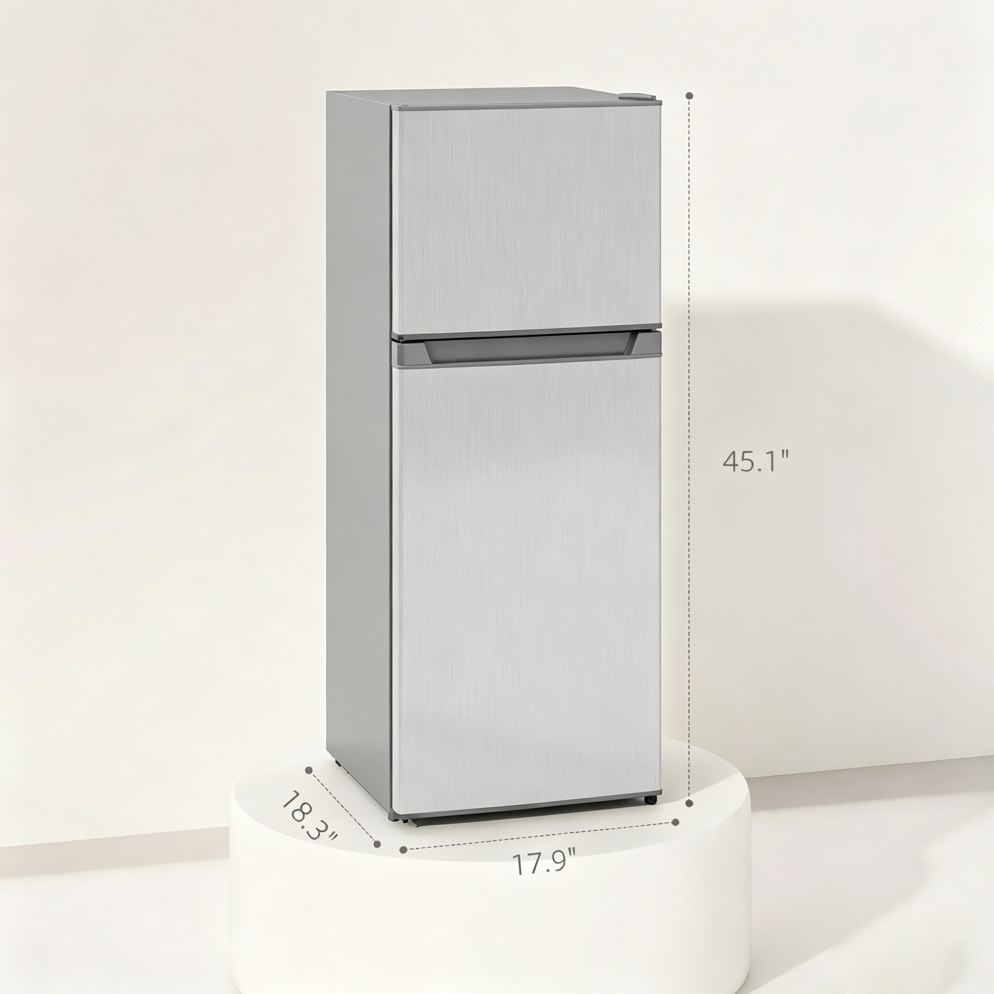 ❄️HOMCOM 3.2/4 Cu.Ft Mini Fridge with Freezer, Double Door Compact Refrigerator with Adjustable Thermostat, Shelf and Reversible Door for Bedroom, Dorm, Home Office, Energy Efficient