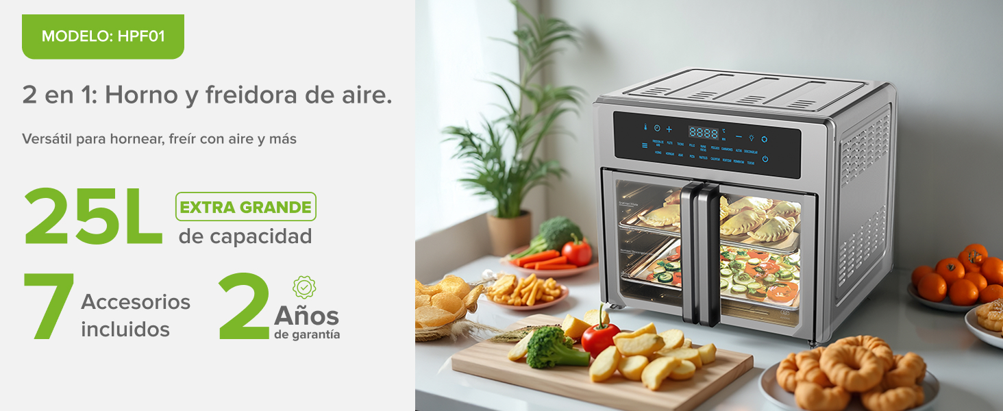 Horno eléctrico y freidora de aire 25 Litros
