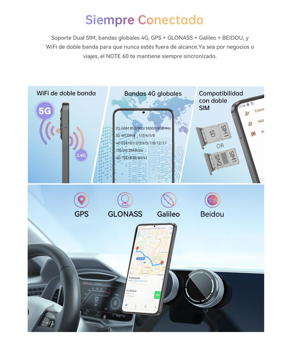 Cubot Note 60 Dual SIM 128 GB Azul 16 GB (6 GB + 10 GB ampliados) RAM Android 15 Pantalla 7,2" 120 Hz Bater&iacute;a 7000 mAh C&aacute;mara Triple 48 MP Protecci&oacute;n IP65  A