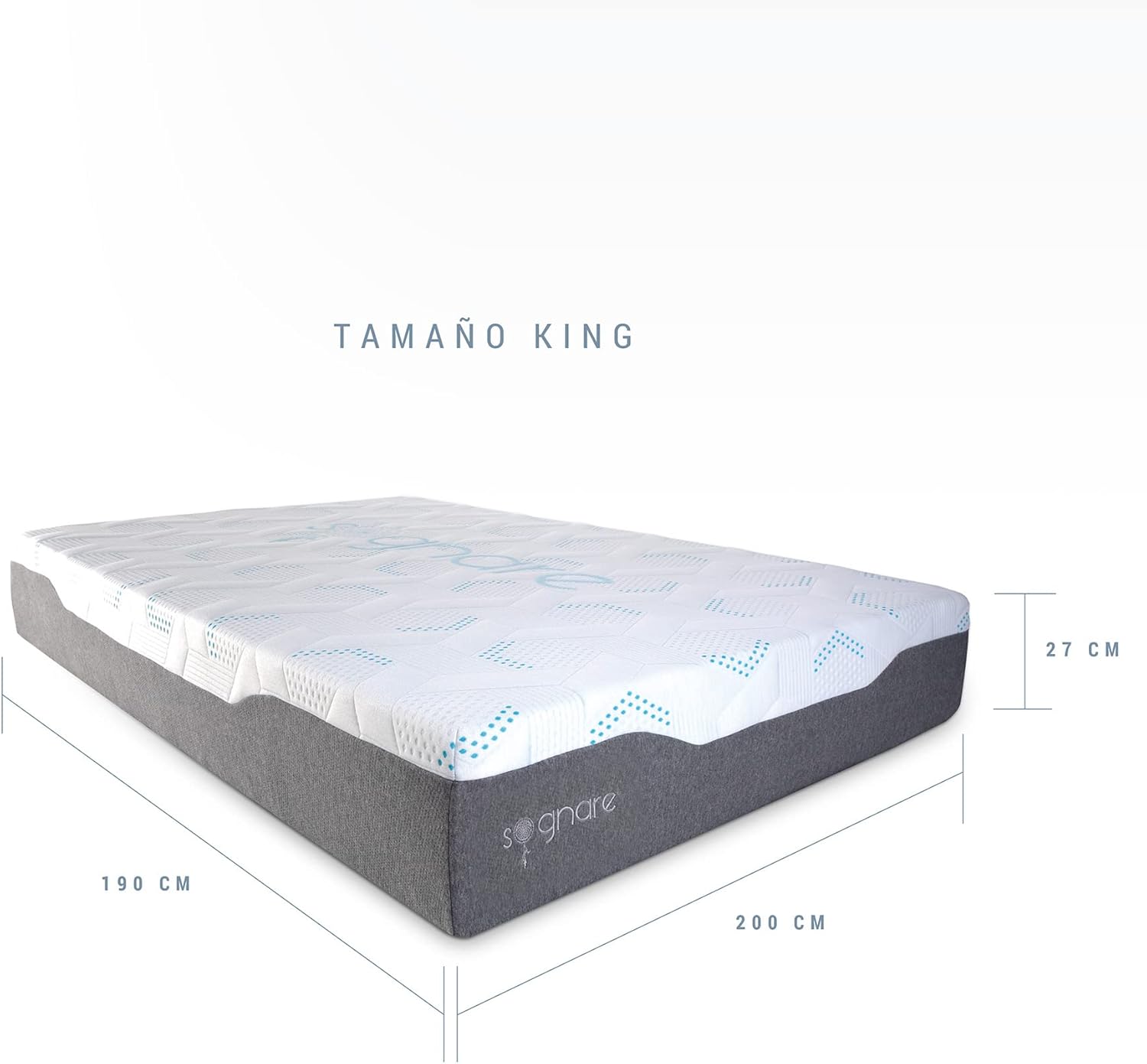 Sognare Sense Colchón Tamaño Queen Size, híbrido de Memory Foam y Gel, Densidad Semi Firme, Fresco con Funda Removible Lavable. 100 Noches de Garantía.
