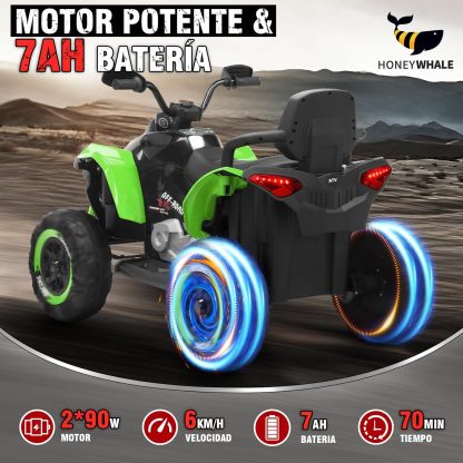 HONEYWHALE 1206 Carro Electrico Niño Montable con Control Remoto, Cuatrimoto Moto electrica para Niños con Bluetooth, Coche Eléctrico con Luz Led y Musica, Autonomía 70Minutos, Velocidad Máxima 6KM/H