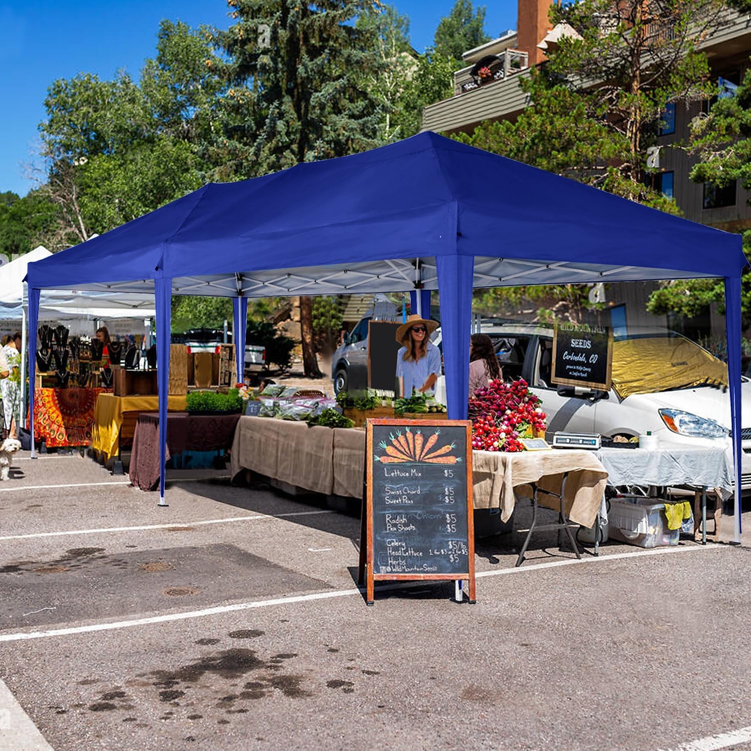 COBIZI - Toldo desplegable de 10 x 20 Pulgadas con 6 Paredes Laterales, toldo Impermeable para Eventos al Aire última intervensión, UPF 50+ cenador portátil para Fiestas, Playa, Camping, Boda,