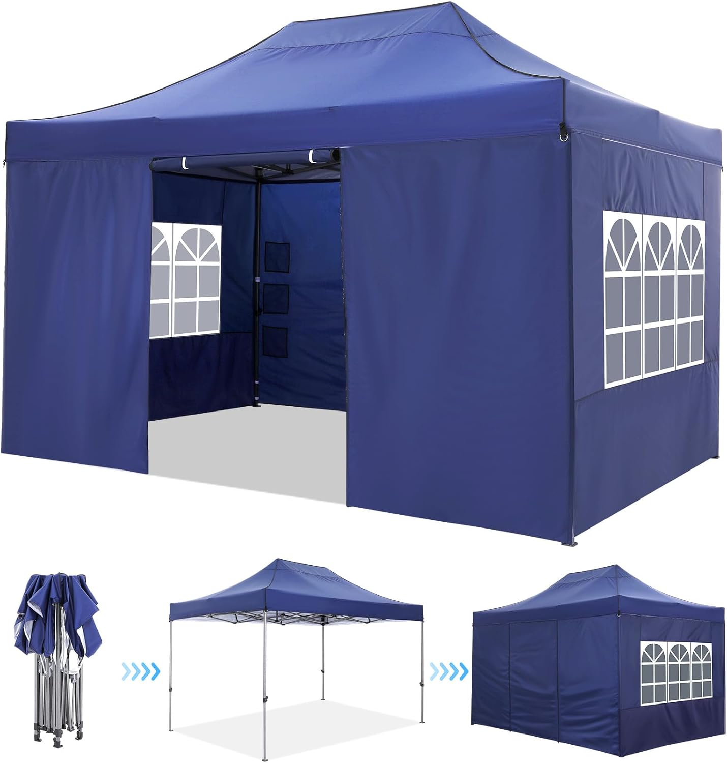 COBIZI - Toldo desplegable de 10 x 20 Pulgadas con 6 Paredes Laterales, toldo Impermeable para Eventos al Aire última intervensión, UPF 50+ cenador portátil para Fiestas, Playa, Camping, Boda,