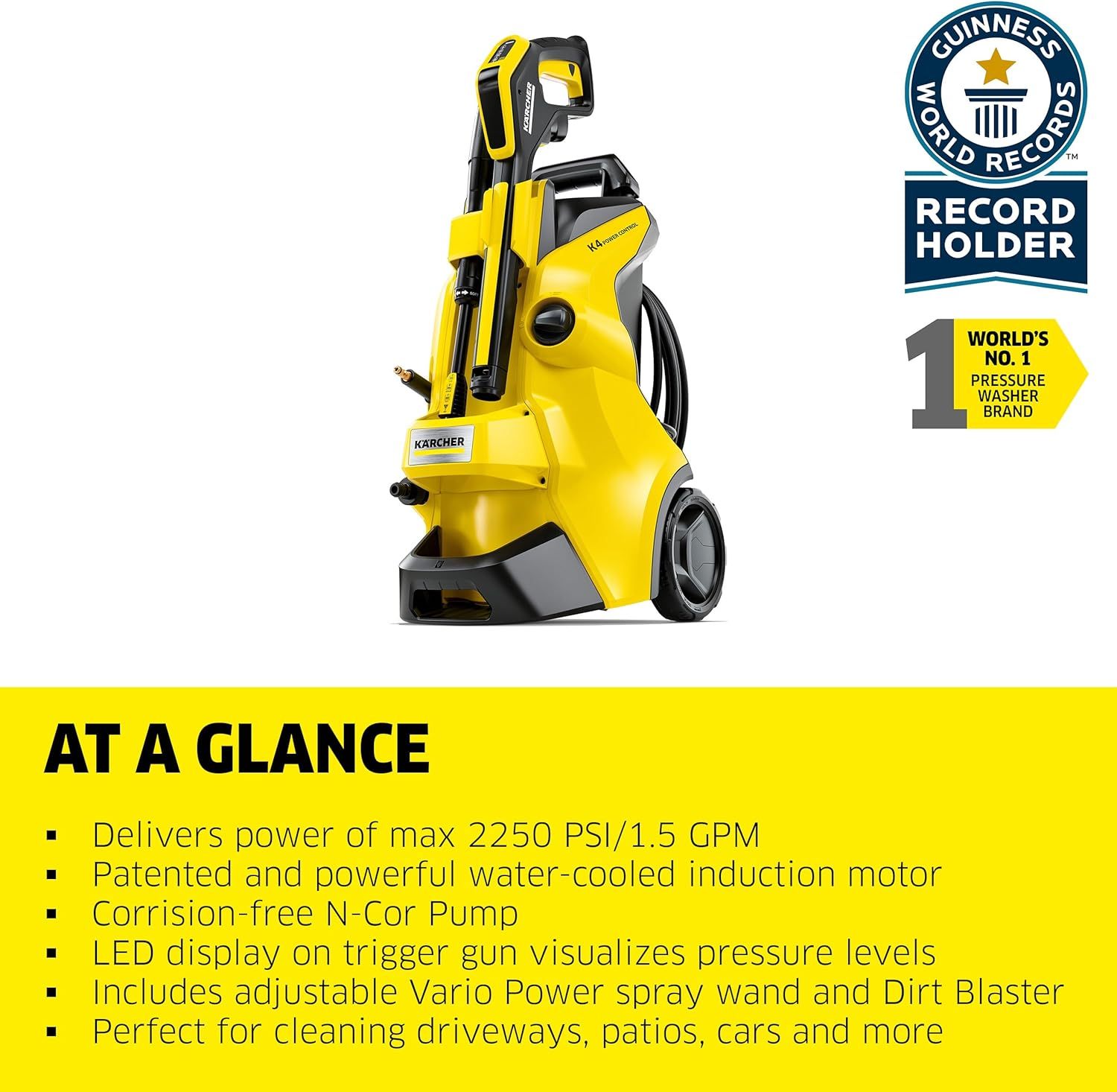 Kärcher K 2 Power Control MAX 2000 PSI Lavadora a presión eléctrica con 2 Varillas de pulverización y Manguera de 26 pies, 1.45 GPM