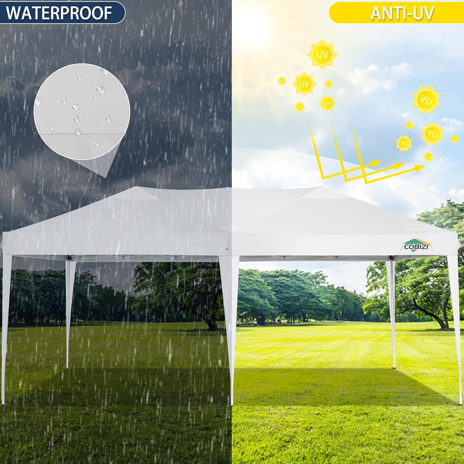 COBIZI - Toldo desplegable de 10 x 20 Pulgadas con 6 Paredes Laterales, toldo Impermeable para Eventos al Aire última intervensión, UPF 50+ cenador portátil para Fiestas, Playa, Camping, Boda,