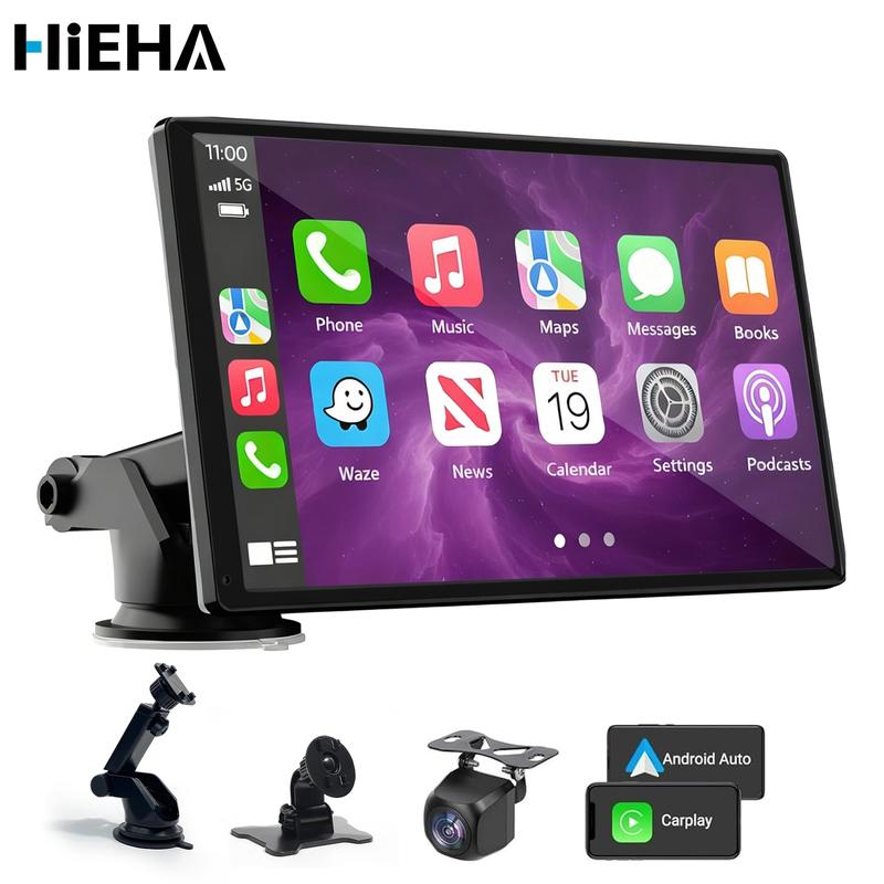 【Hieha】Regalo de Año Nuevo: 2026 La pantalla portátil más nueva de Carplay para automóvil, pantalla táctil IPS de 7 pulgadas, Compatible con CarPlay y Android Auto, Cámara de Respaldo, estéreo para automóvil, soporte para GPS, Bluetooth, FM, WiFi