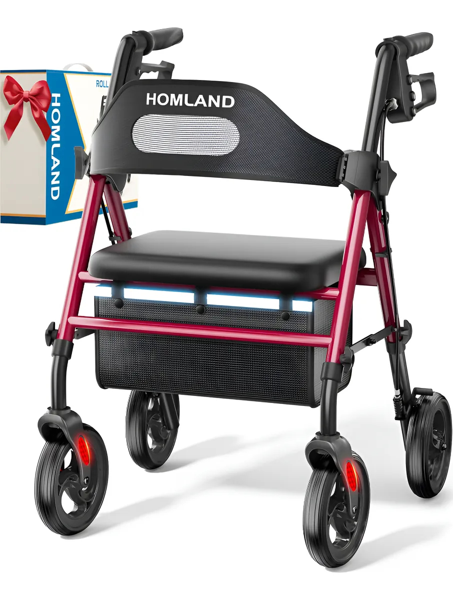 Caminador Plegable Con Asiento Para Mayores 350 Lb Ruedas 8