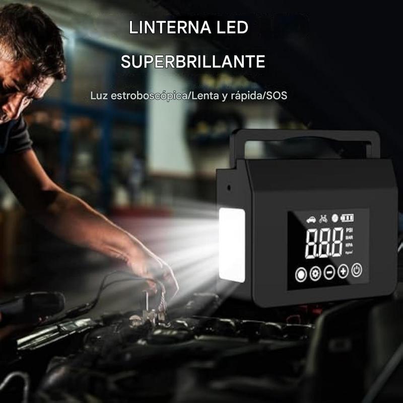 【Hieha】Arrancador de Auto Portátil Salvavidas de Invierno y Año Nuevo – Arrancador 4000A con Inflador de Llantas 150 PSI, Power Bank 15000 mAh y Luz LED de Emergencia