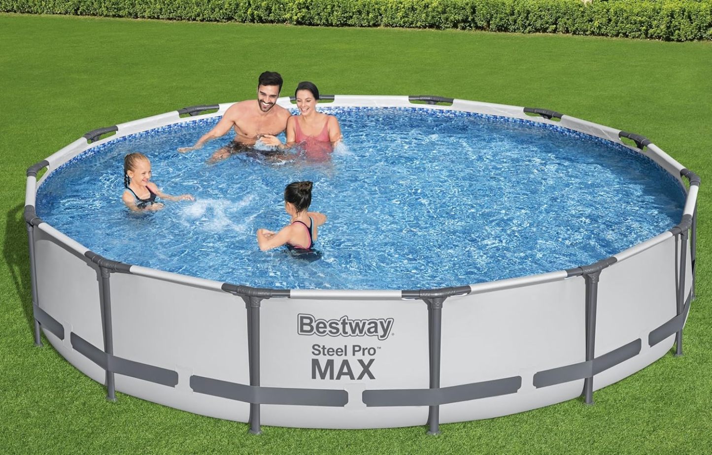 Bestway Steel Pro MAX - Juego de piscina redonda sobre el piso de 14 x 33 pulgadas, incluye bomba de filtro de 530 galones