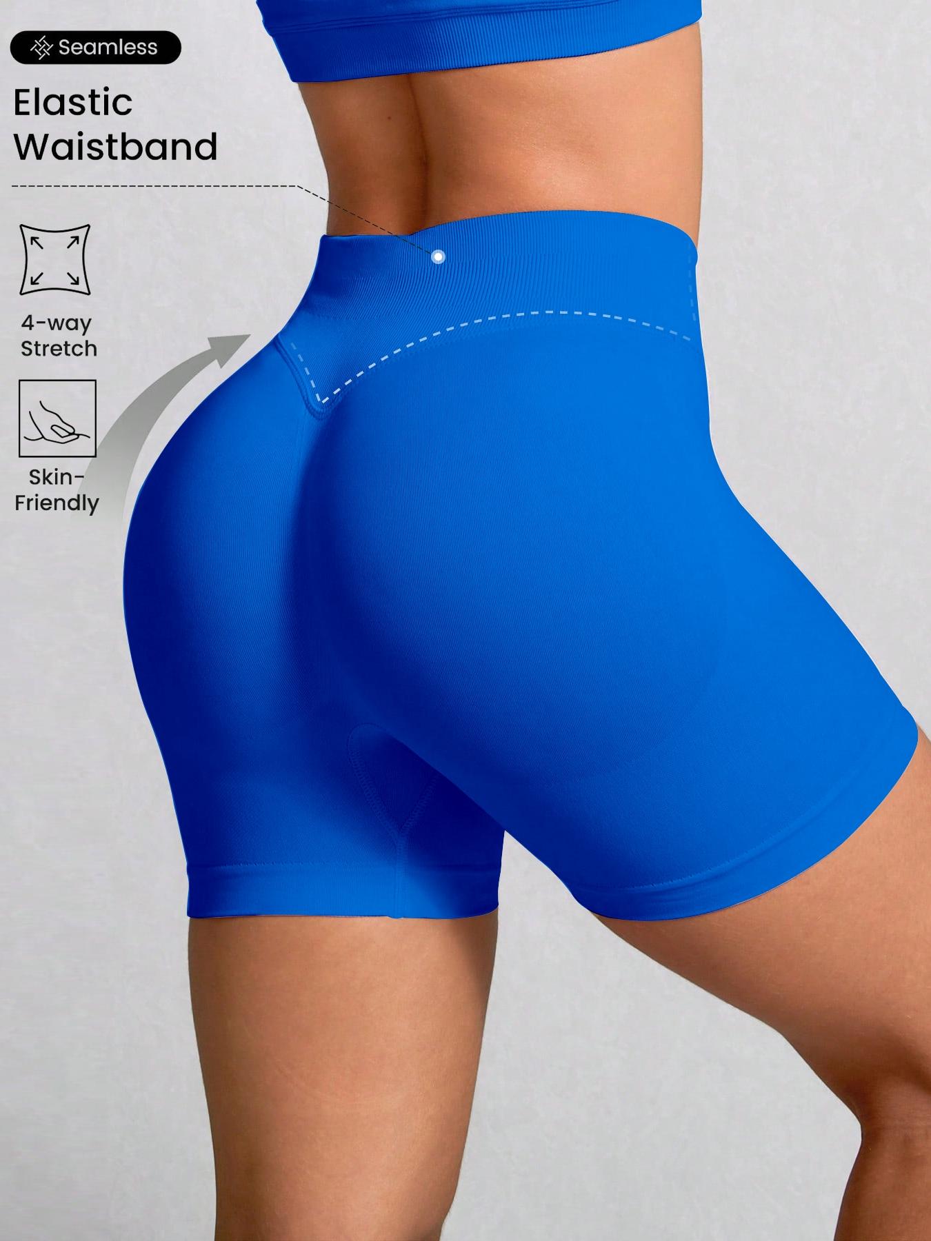 Nuevos shorts deportivos sin costuras para mujer con cintura de tres secciones y efecto &ldquo;peach butt&rdquo;, pantalones ajustados para yoga y fitness, pantalones de tres cuartos para correr.