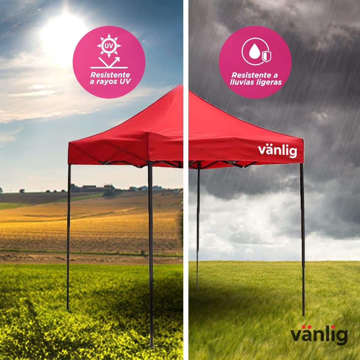 VANLIG | Carpa Toldo Plegable 2x2m | Impermeable, para Uso Temporal y Comercial | Fácil de Armar | Protección Solar UV | Ideal para Jardín, Eventos y Exterior | Color Negro