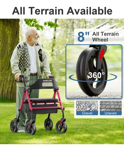 Caminador Plegable Con Asiento Para Mayores 350 Lb Ruedas 8