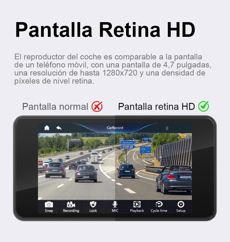 Pantalla CarPlay para motocicleta, CarPlay inalámbrico para Apple y Android Auto, pantalla táctil impermeable de 4,7 pulgadas