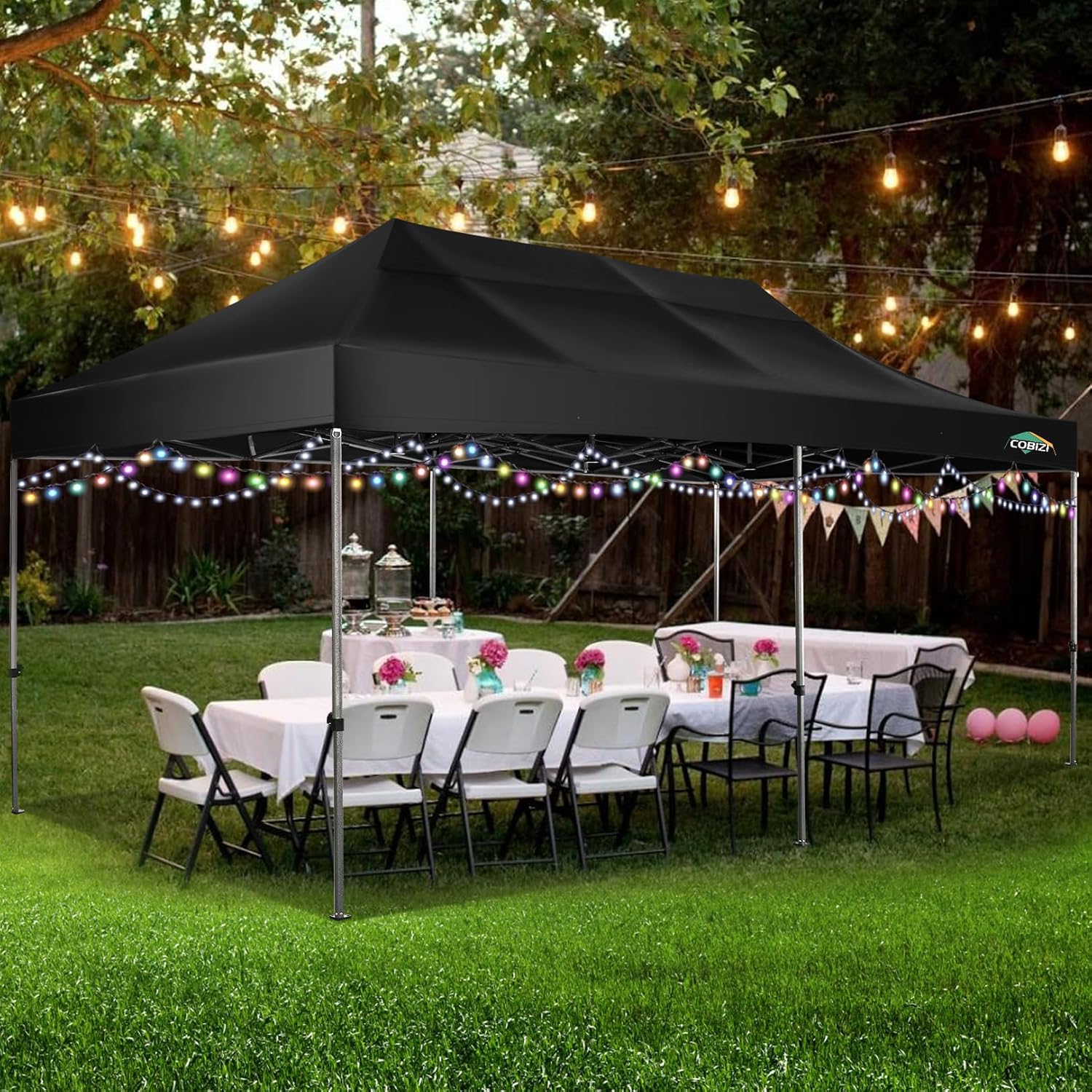 COBIZI - Toldo desplegable de 10 x 20 Pulgadas con 6 Paredes Laterales, toldo Impermeable para Eventos al Aire última intervensión, UPF 50+ cenador portátil para Fiestas, Playa, Camping, Boda,