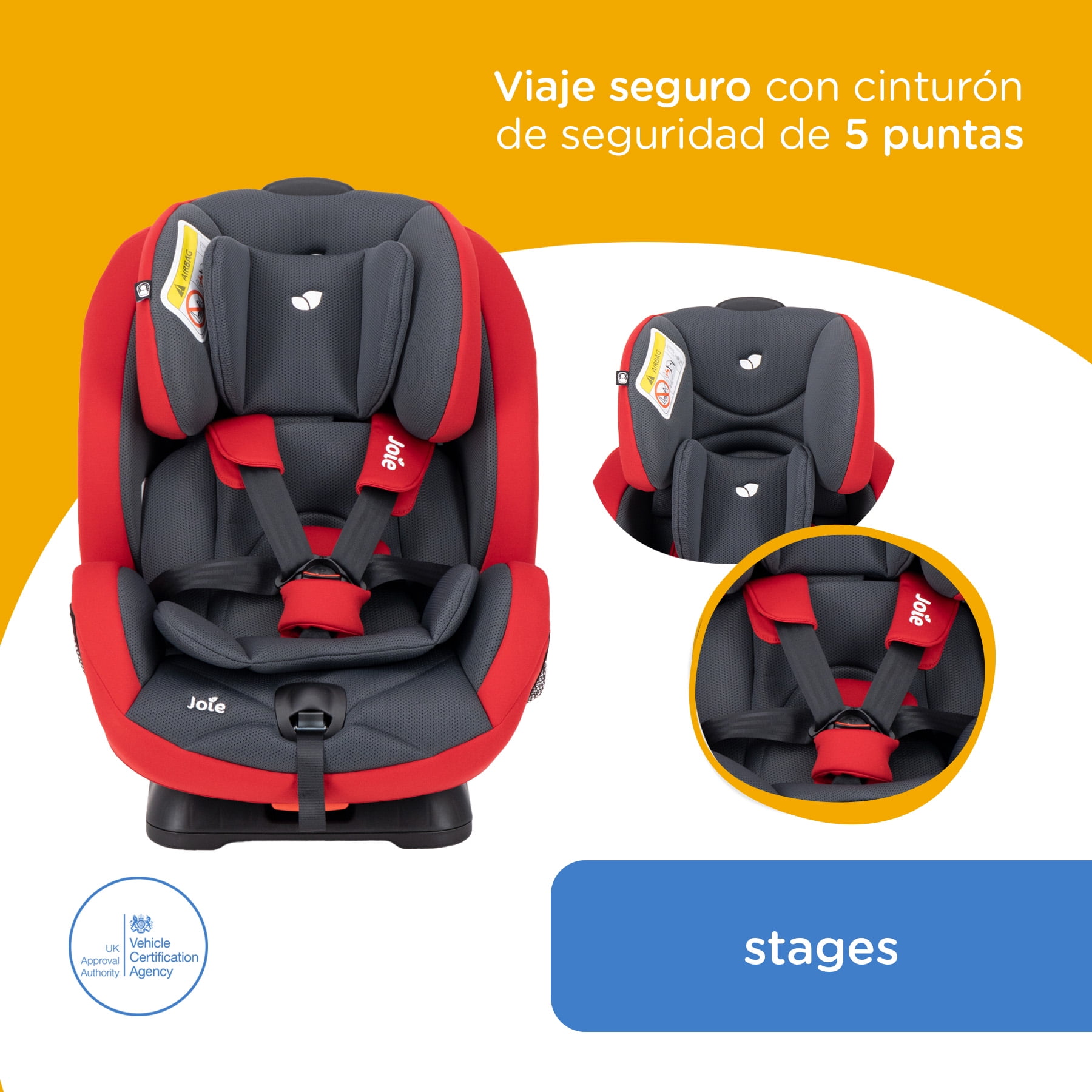 Autoasiento Bebe Joie Stages Silla Expandible Carro 3 En 1 Gray Gray