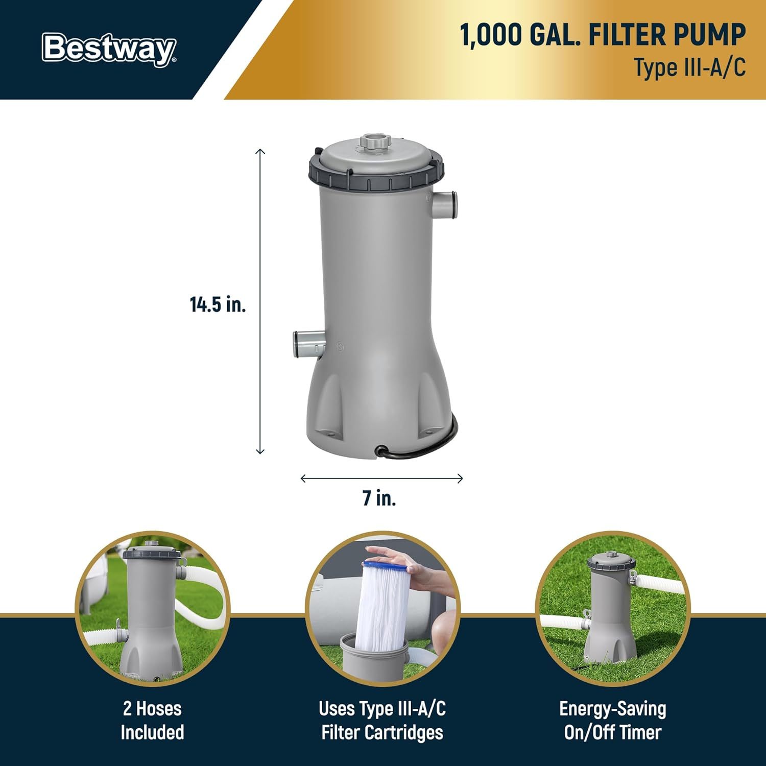 Bestway Steel Pro MAX - Juego de piscina redonda sobre el piso de 14 x 33 pulgadas, incluye bomba de filtro de 530 galones